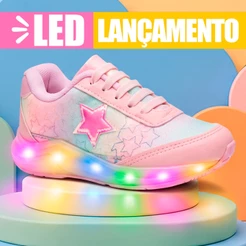 Tenis infantil Led Menina Feminino Luz Pisca Pisca Club Happy
