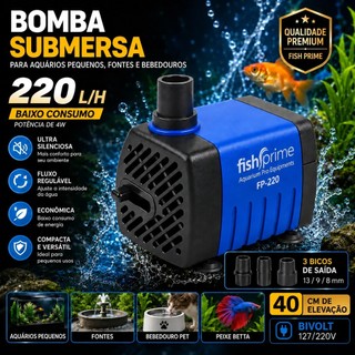 Bomba Submersa Bombinha Motor Para Aquário Fonte Água Bebedouro Pet Gato Cachorro 220 l/h Bivolt