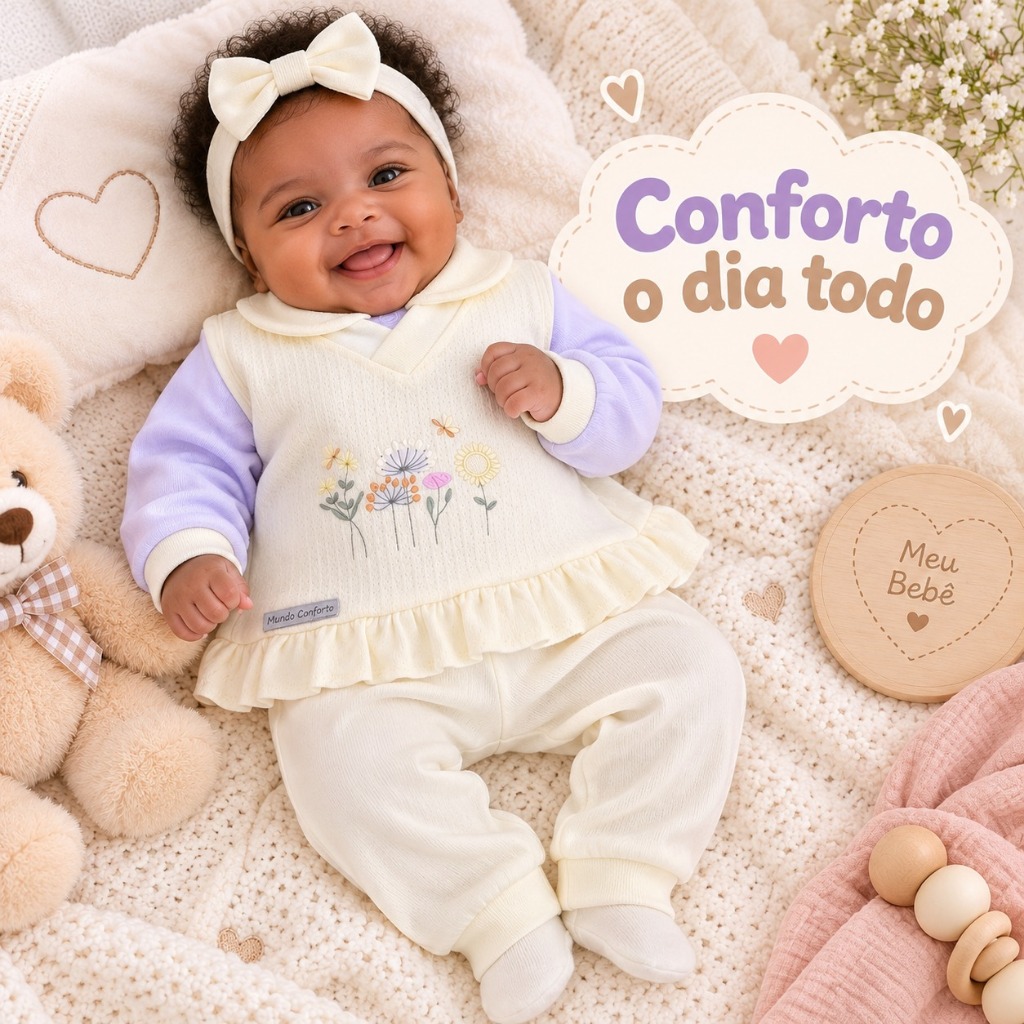 Primeira Troca RN Menina Completa Conjunto Bebê — imagem 2 de 2
