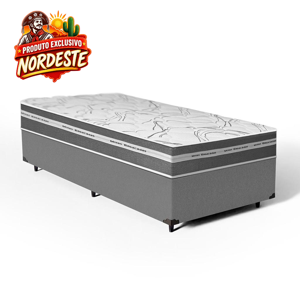 Cama Box com Colchão de Molas Ensacadas Luve Solteiro 88cm