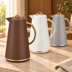 Garrafa Térmica 1 Litro Ampola de Vidro 8 Horas Quente e Gelada Botão Alça Café Chá Suco Água Mesa Posta Luxo Tuut