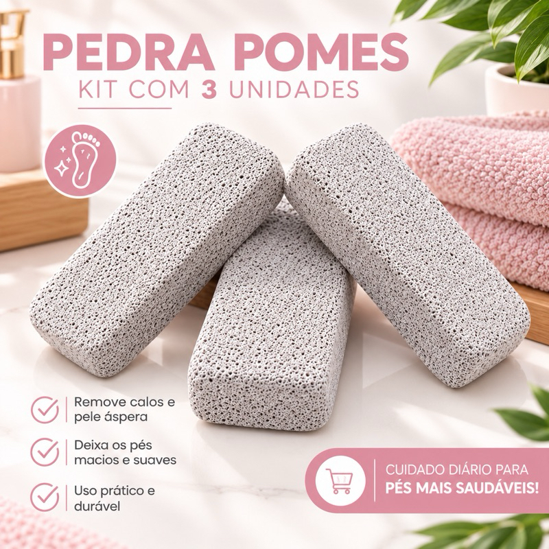 Kit Com 3 Unidades Pedra-Pomes Para Pés Removedor de Calos e Pele Áspera para Cuidado com os Pés