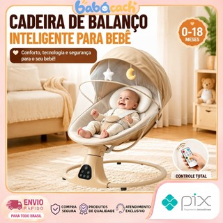 Cadeira de Balanço e Descanso para Bebê com Música,Bluetooth,Controle Remoto e Mosquiteiro Premium -Conforto e Segurança