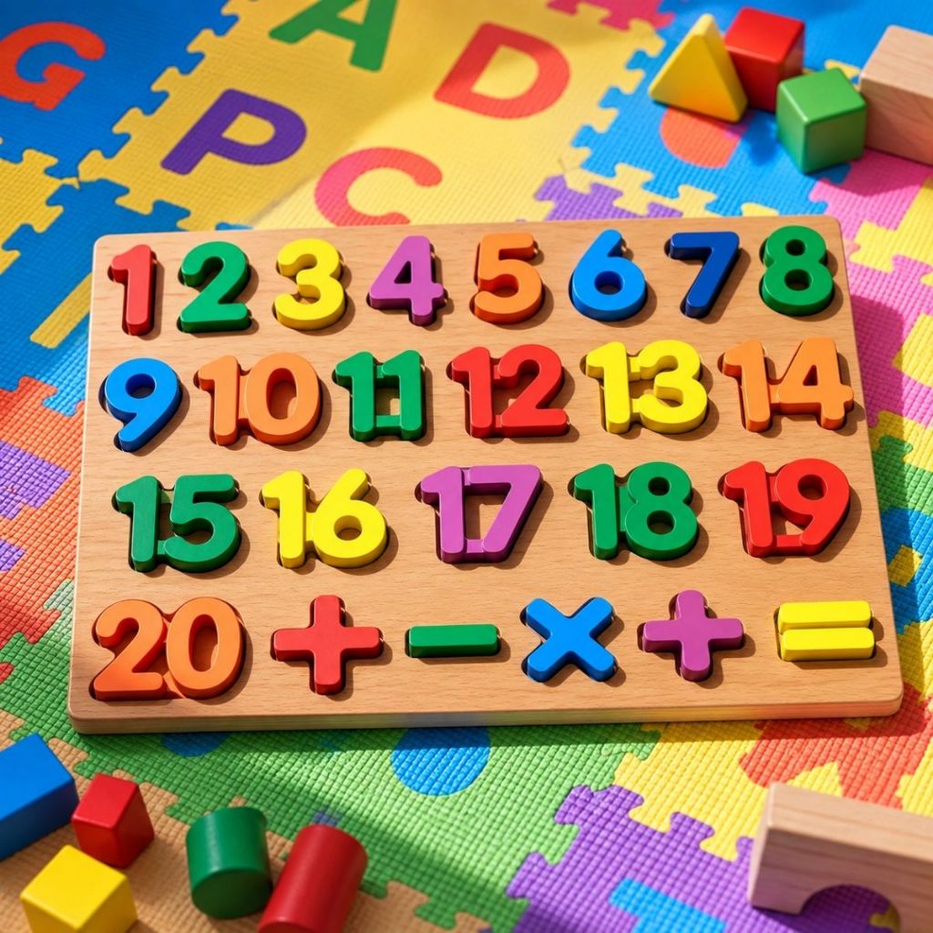 Quebra-Cabeça de Encaixe Números Divertidos Tons Pastéis Educativo Matemática Candy Colors Letras