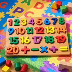 Quebra-Cabeça de Encaixe Números Divertidos Tons Pastéis Educativo Matemática Candy Colors Letras