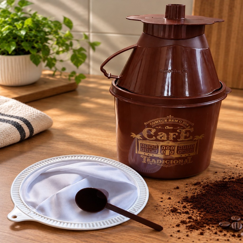 Kit Café Completo Pote 2,2L + Porta Filtro 103 + Filtro + Dosador de Brinde para Café Coado, Cozinha e Cantinho do Café
