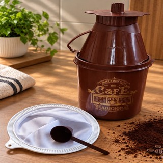 Kit Café Completo Pote 2,2L + Porta Filtro 103 + Filtro + Dosador de Brinde para Café Coado, Cozinha e Cantinho do Café