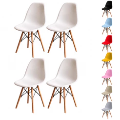 Kit 4 Cadeiras Eiffel Eames Pés de Madeira Sala Quarto Cozinha Escritório Wood Design Moderno