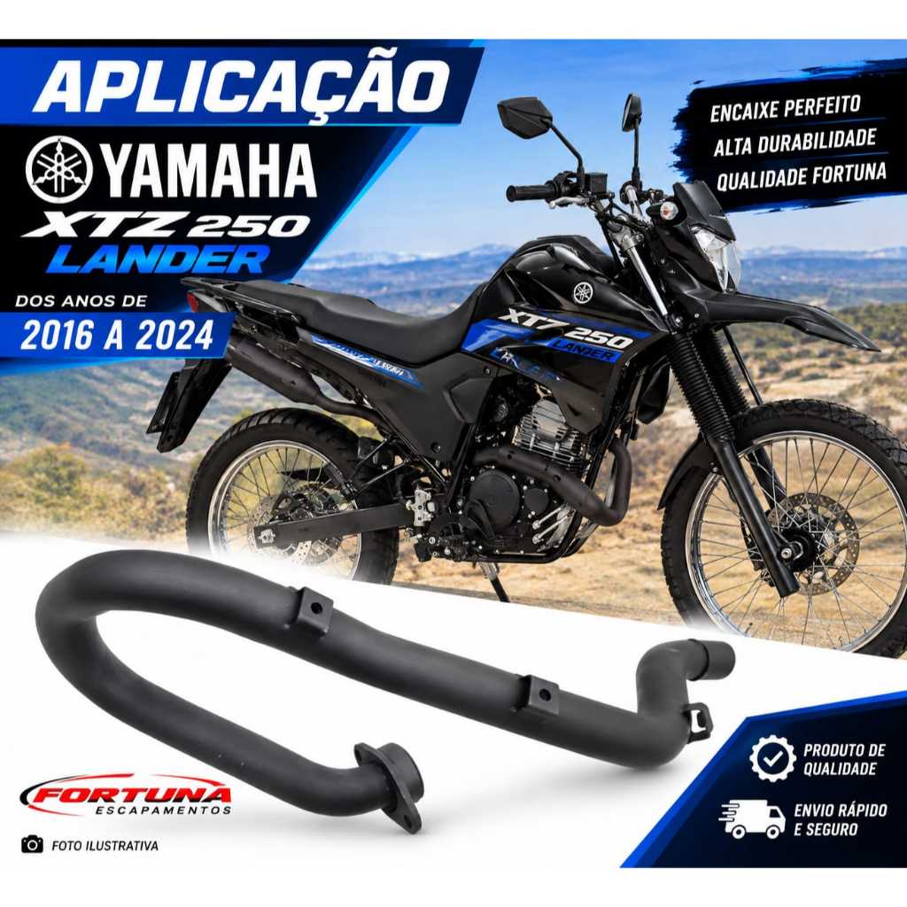 Curva de Escapamento Saída do Motor Yamaha XTZ 250 Lander 2016 a 2024 | Fortuna