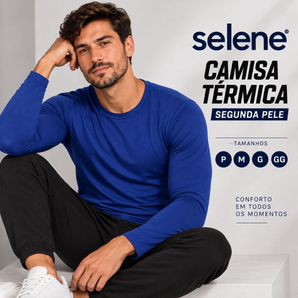 Blusa Masculina Manga Longa Com Proteção UV 50+ Camiseta Camisa Original Academia Selene 25020