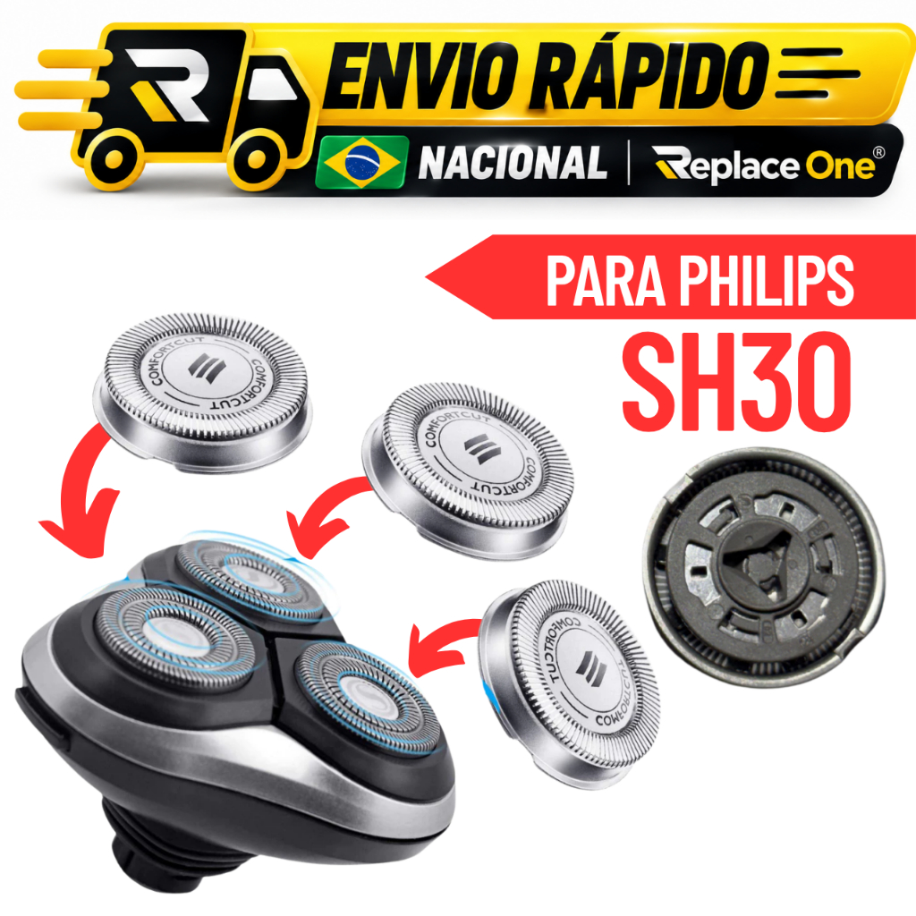 Lamina de Reposição SH30 para Barbeadores das Séries 1000, 2000, 3000, S738, SH50, S510, S511