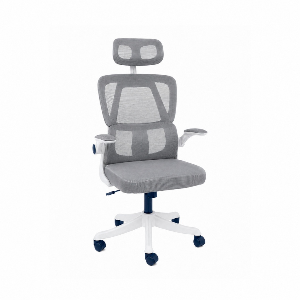 Cadeira Presidente Legacy Ergonômica Tela Mesh Apoio de Cabeça Ajustável Sistema Relax Suporta até 120kg Cinza