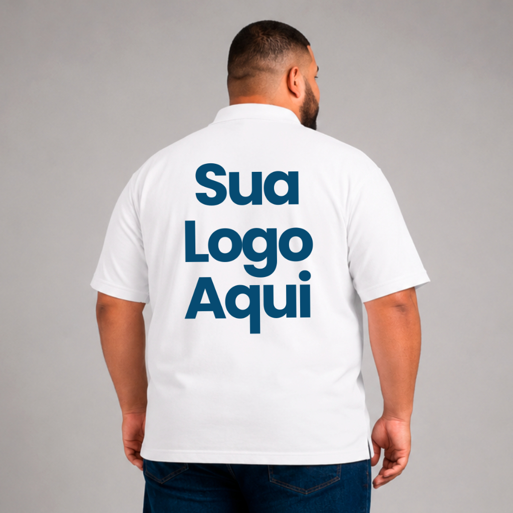 Camisa Camiseta Polo Plus Size Personalizada Logo Gola Polo Estampada Uniforme Trabalho G1 á G4