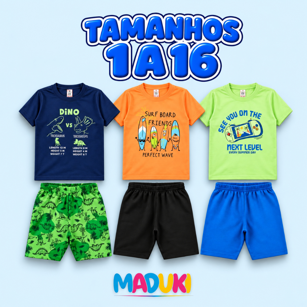 Conjunto Infantil Menino Verão Roupa Infantil Masculina Verão 1 a 16