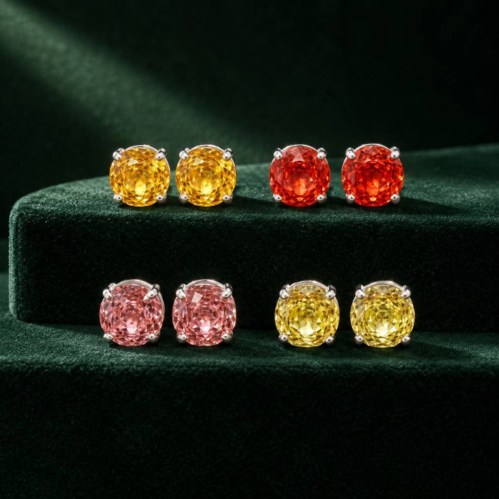 Brinco Feminino Rose Cut 8mm Caixa alta Cores Variadas em Prata 925 Elegante e Sofisticado