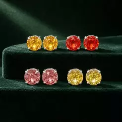 Brinco Feminino Rose Cut 8mm Caixa alta Cores Variadas em Prata 925 Elegante e Sofisticado