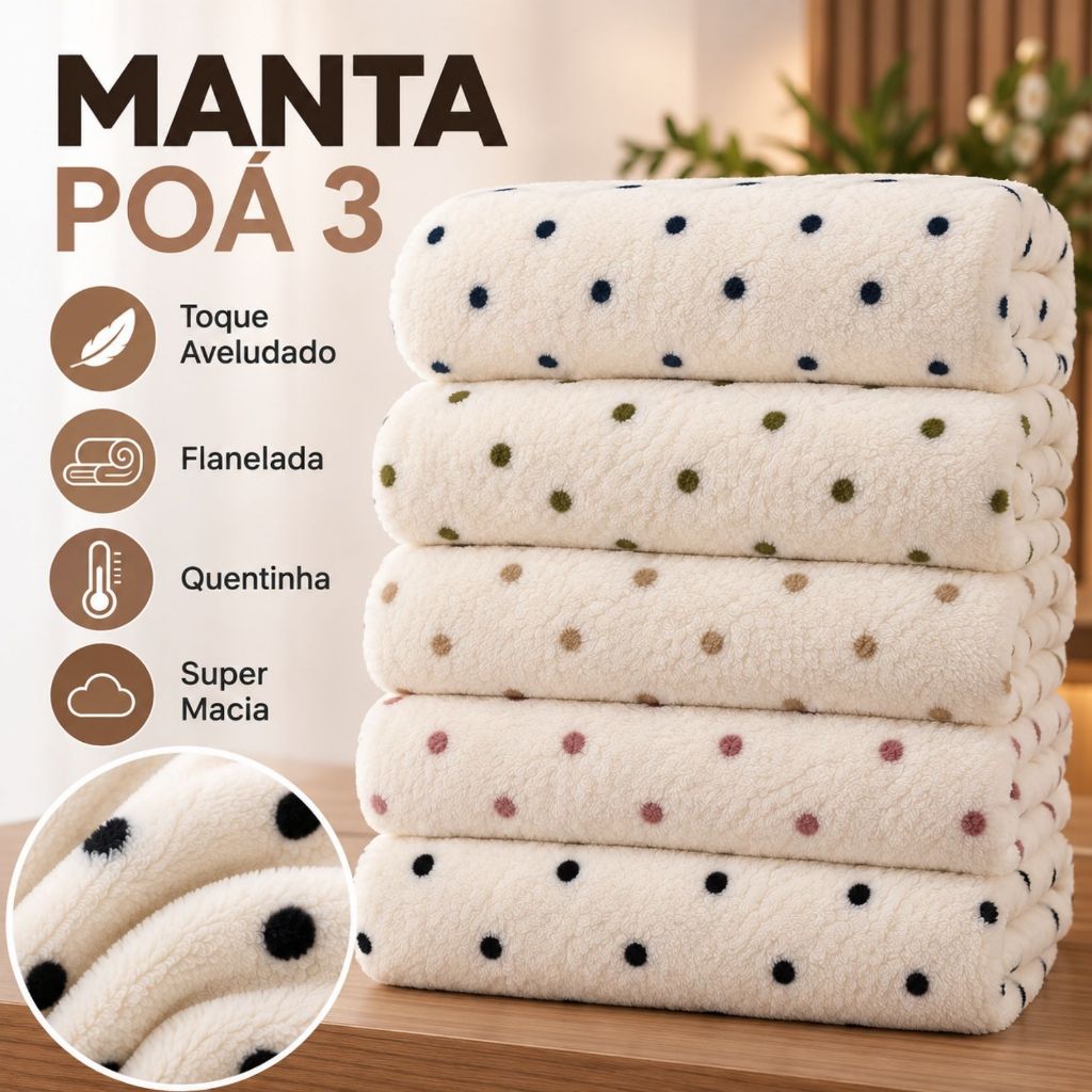 Manta Microfibra Poá Casal Queen King Toque Super Macio Quentinha Aveludada Habitat