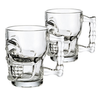 Kit 2 Canecas Chopp E Cerveja De Vidro Caveira Style 500ml