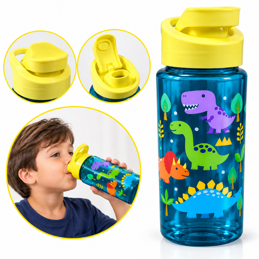 Garrafinha De Água Garrafa Infantil Dinossauro 500ml Escolar Livre de BPA