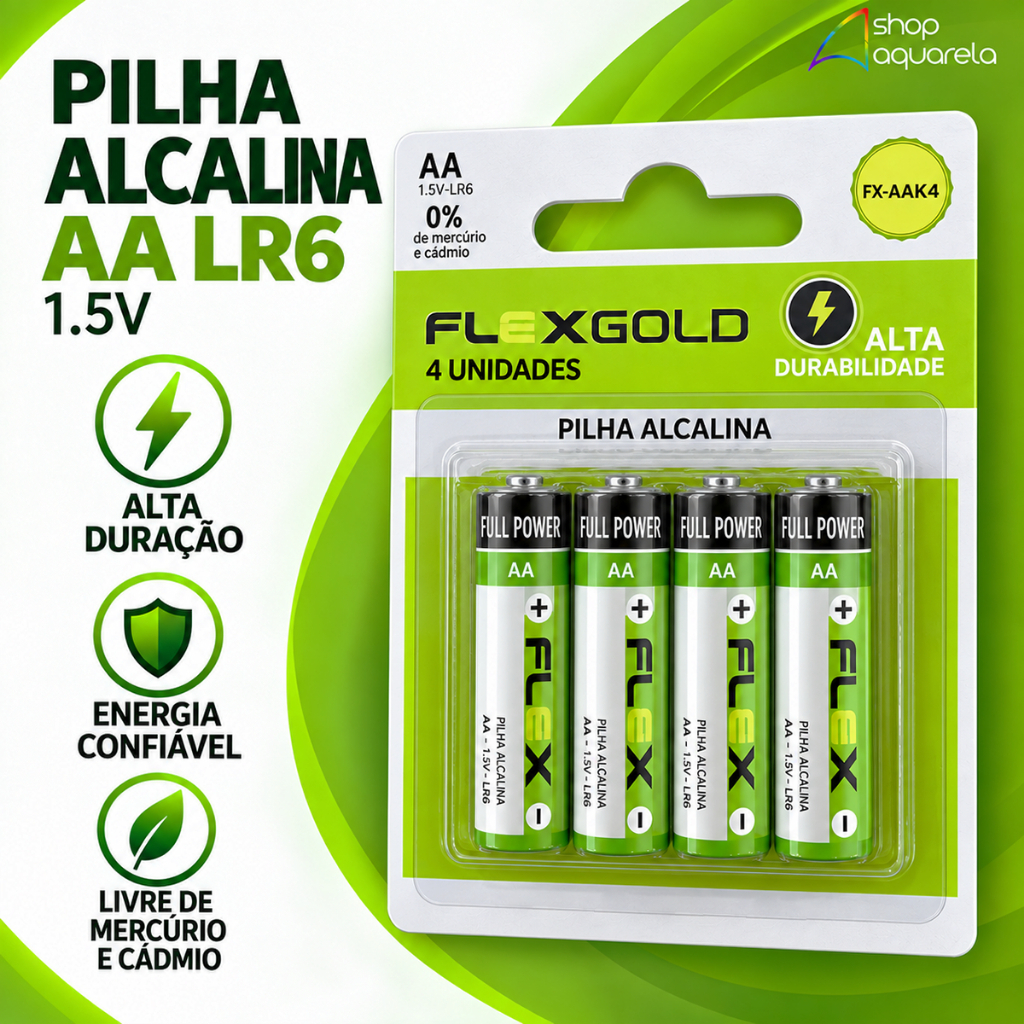 Kit 4 Pilhas Alcalinas AA Lr06 1.5v Qualidade Alta Duração Premium · foto 2