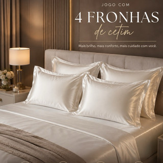 Kit 4 Fronhas de Cetim 50x70cm Anti Frizz | Cabelos Mais Macios e Brilhantes