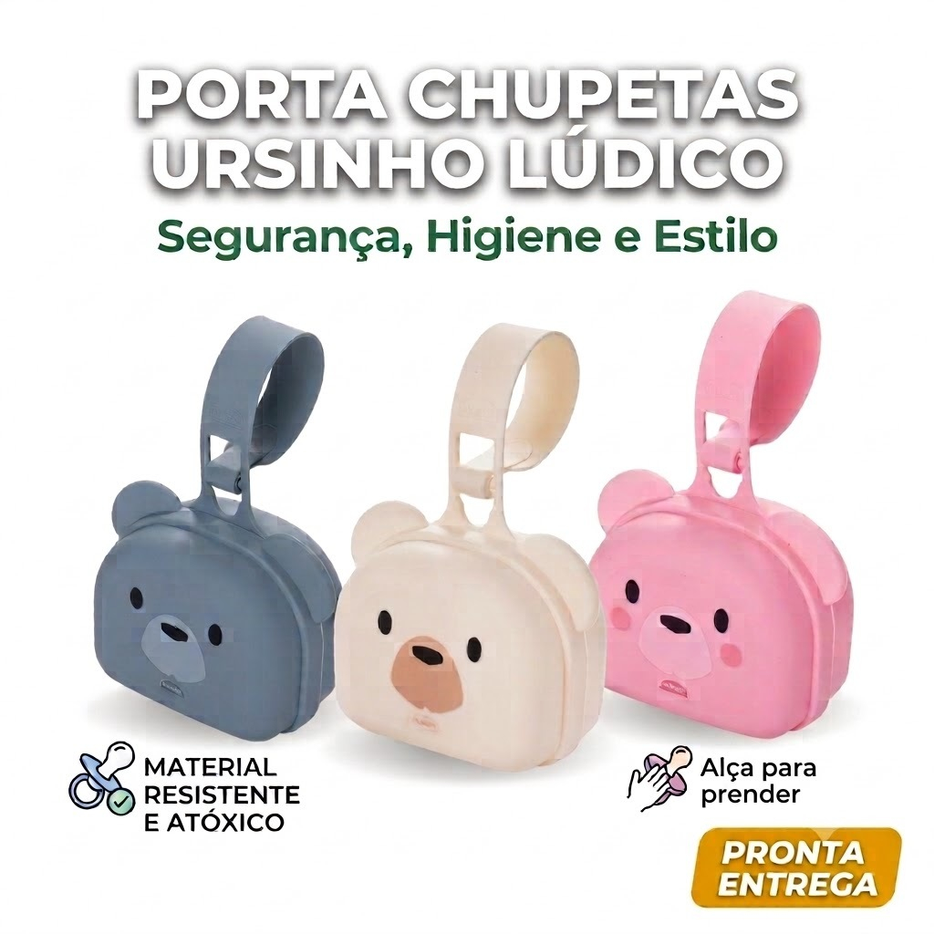 Porta Chupeta Com Alça Dec Menino Urso Lúdico Caramelo - Plasútil - 16762
