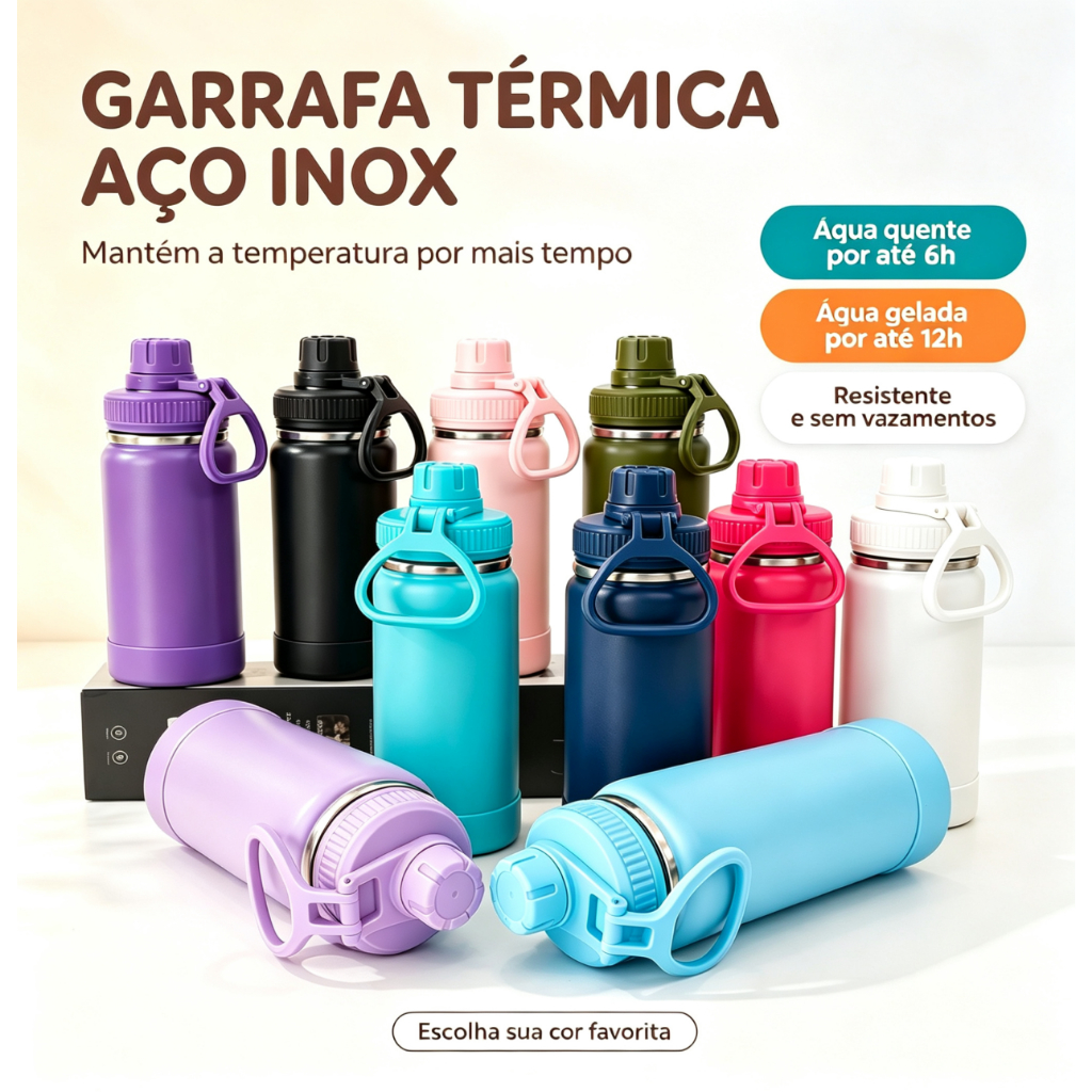 Garrafa Térmica Com Alça Academia com a base de silicone 350ml/600ml/800ml/1000ml