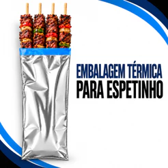 Embalagem Térmica Para Espetinho Lisa Sem Estampa Metalizada 50/100/200 UNIDADES