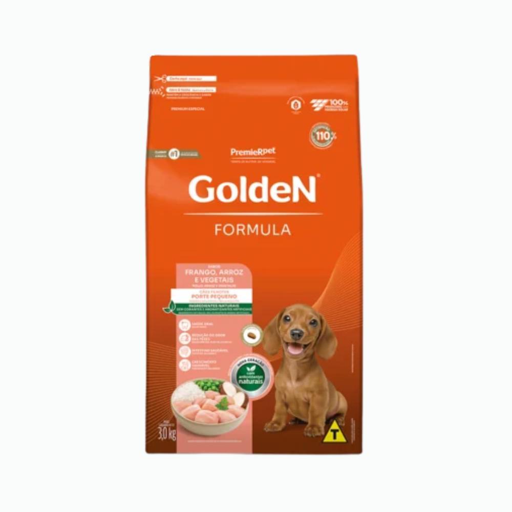 Ração pra Cães Filhotes Raças Pequenas Golden Fórmula sabor Frango e Arroz Mini Bits 3kg
