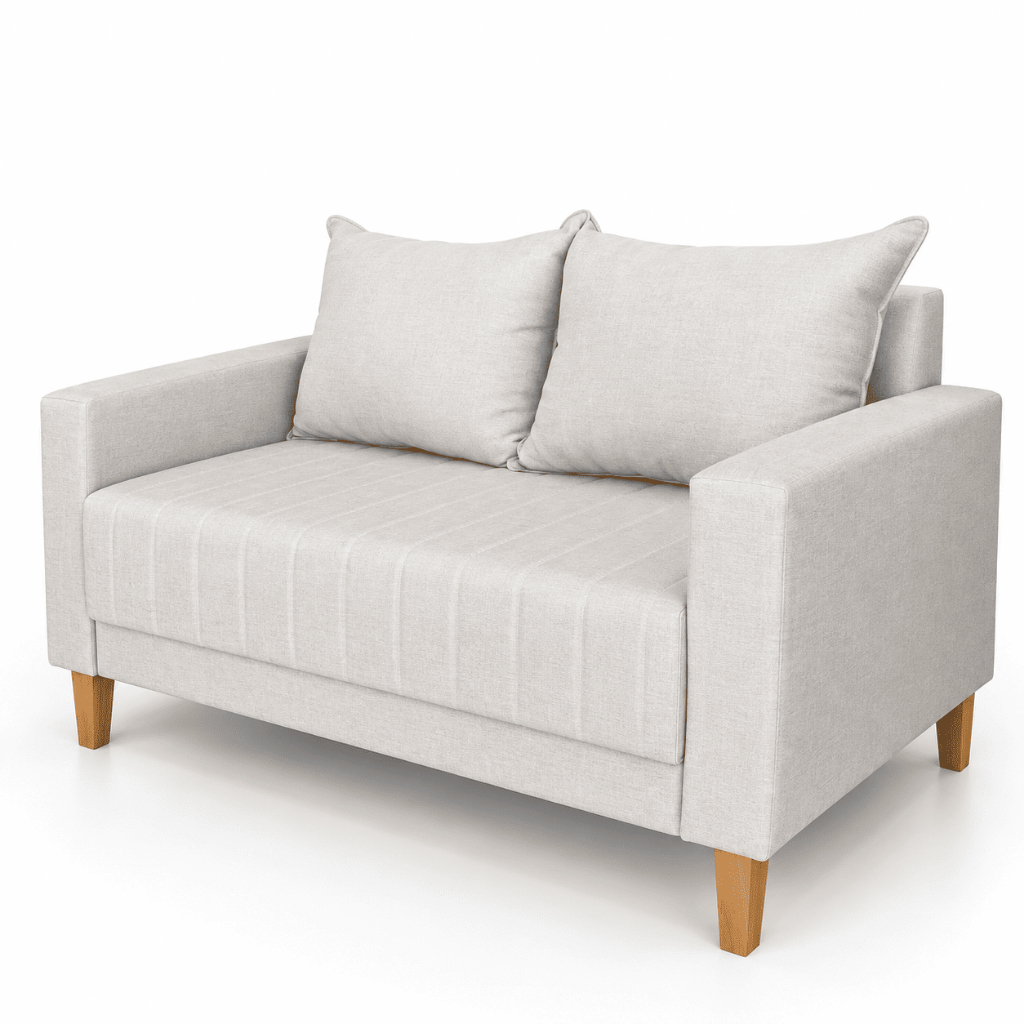 Sofá Requinte 140 Cm 2 Lugares Linho Pés em Madeira Para Sala Estar Recepção Consultório - AV