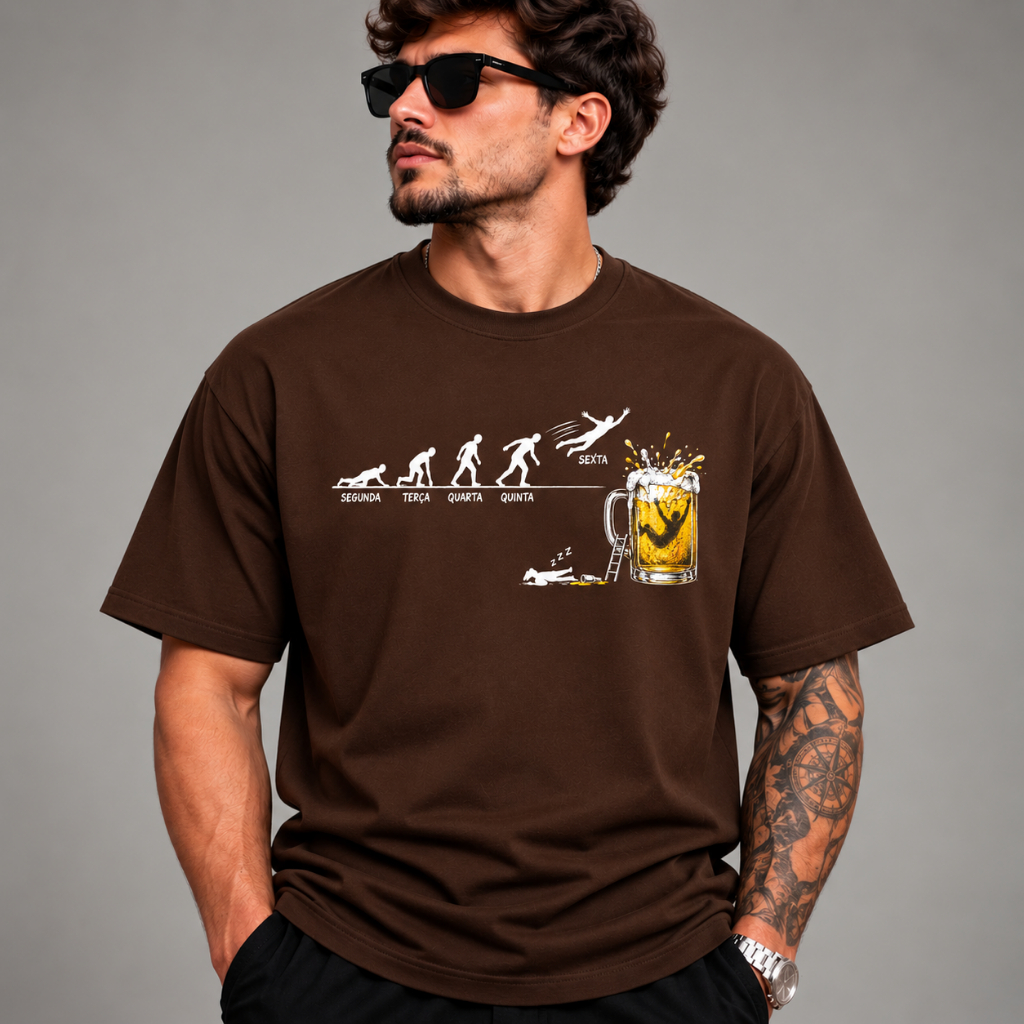 Camiseta Unissex Camisa Masculina Estampada Cerveja Sextou Engraçada Divertida Casual Manga Curta Algodão Feminina