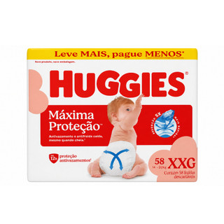 Fralda Huggies XXG 58 Unidades Máxima Proteção 12h Antivazamento Conforto