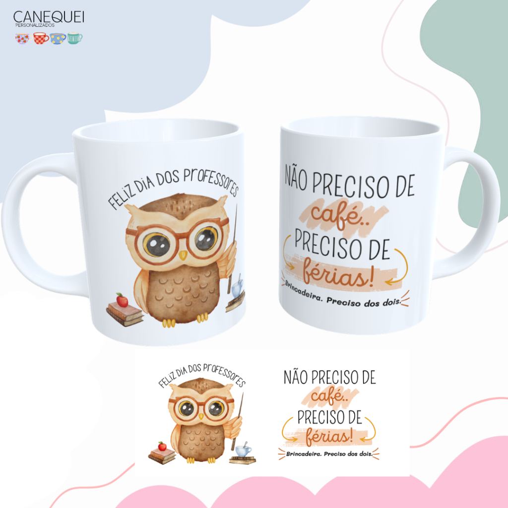 Caneca Personalizada Dia dos Professores Presente Lembrança Professor Professora Cerâmica 325ml