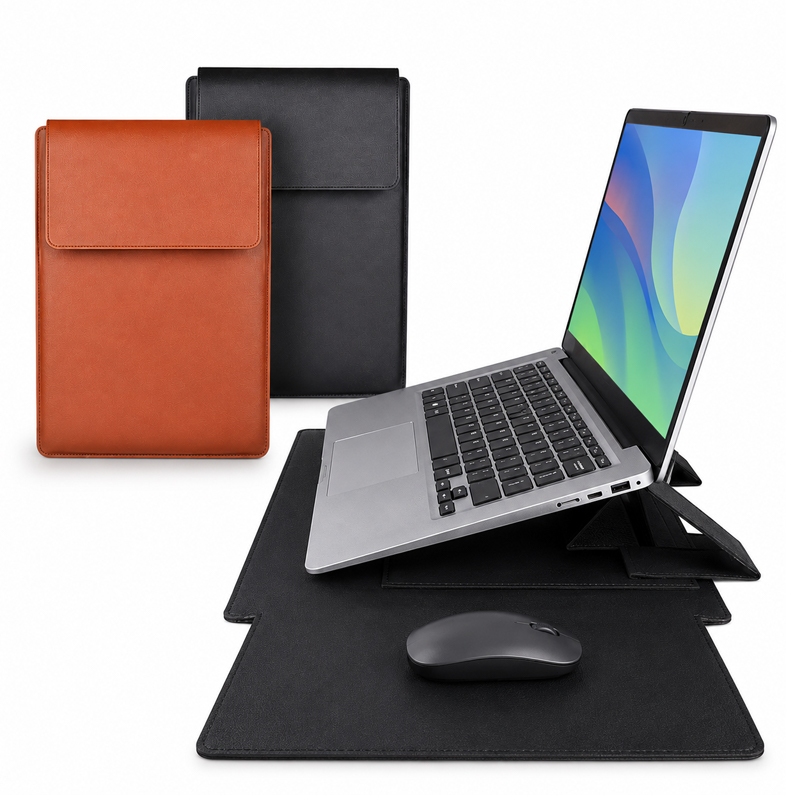 Bolsa para Notebook 13,3-15,6 Pol. com Suporte Ajustável e Mouse Pad, Capa Portátil Caramelo ou Preta