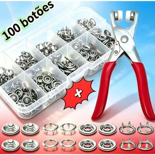 Alicate Aplicador Com 100 Botões De Metal De Pressão Para Roupa - Fácil de instalar！
