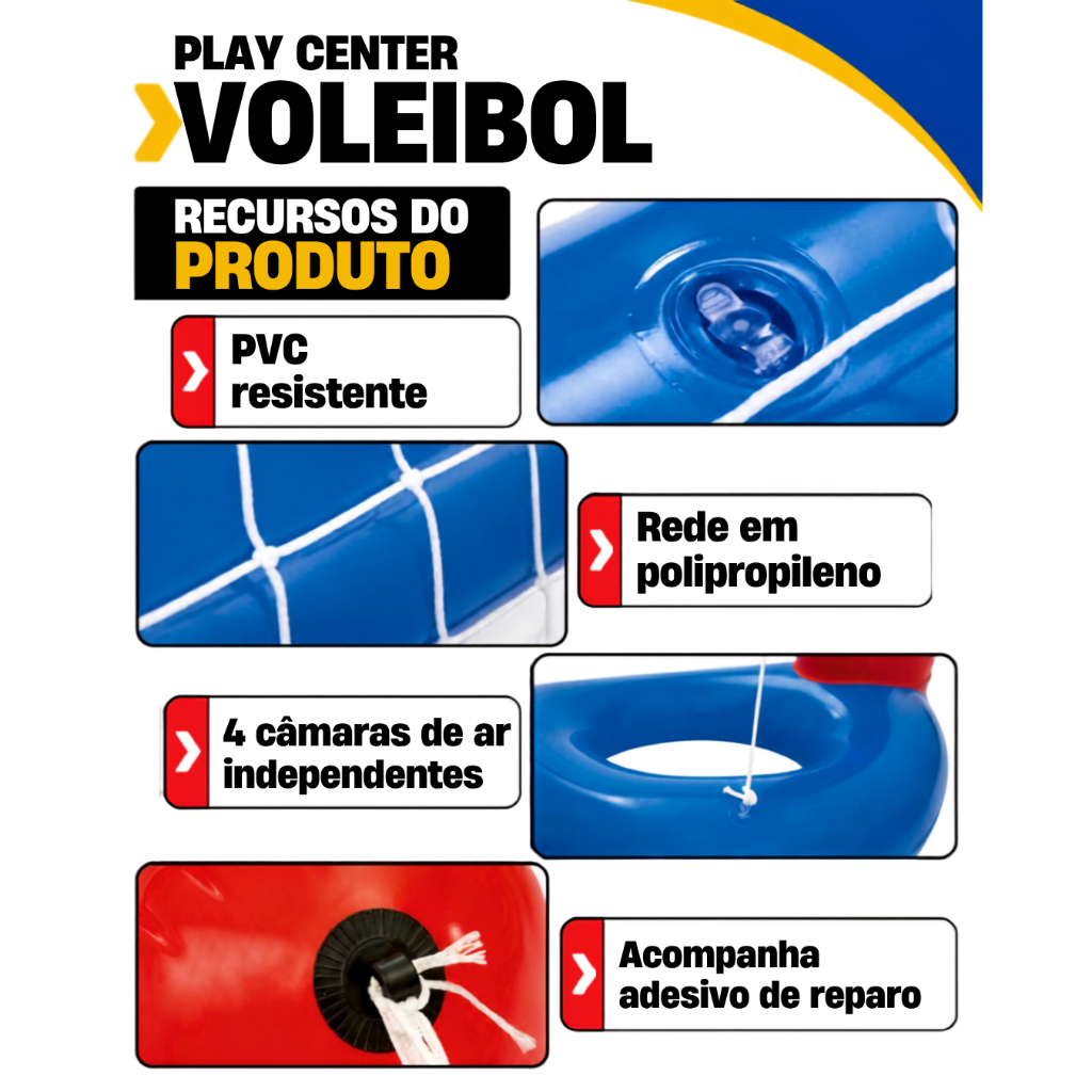 Volei Inflável Praia Piscina Com Bola Rede Aquático Grande Mor — imagem 2 de 2