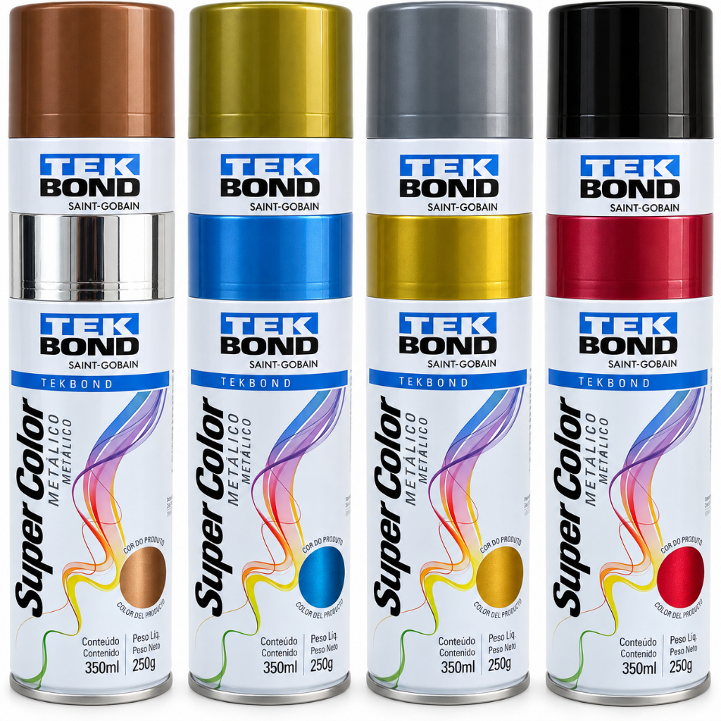 Tinta Spray Super Color Metálico 350ml Tekbond Várias Cores
