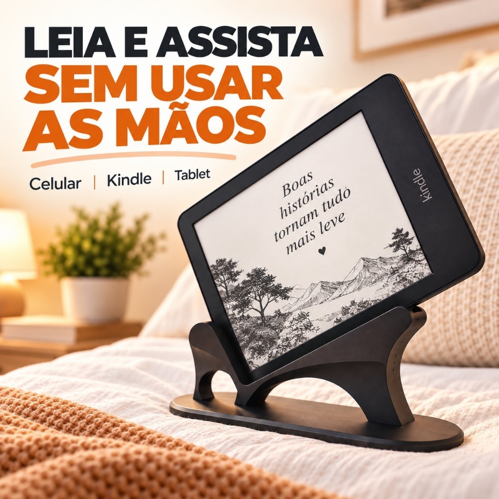 Suporte Celular Tablet Kindle Inclinado Universal Deitado Lateral para Cama Sofa Leitura Filmes