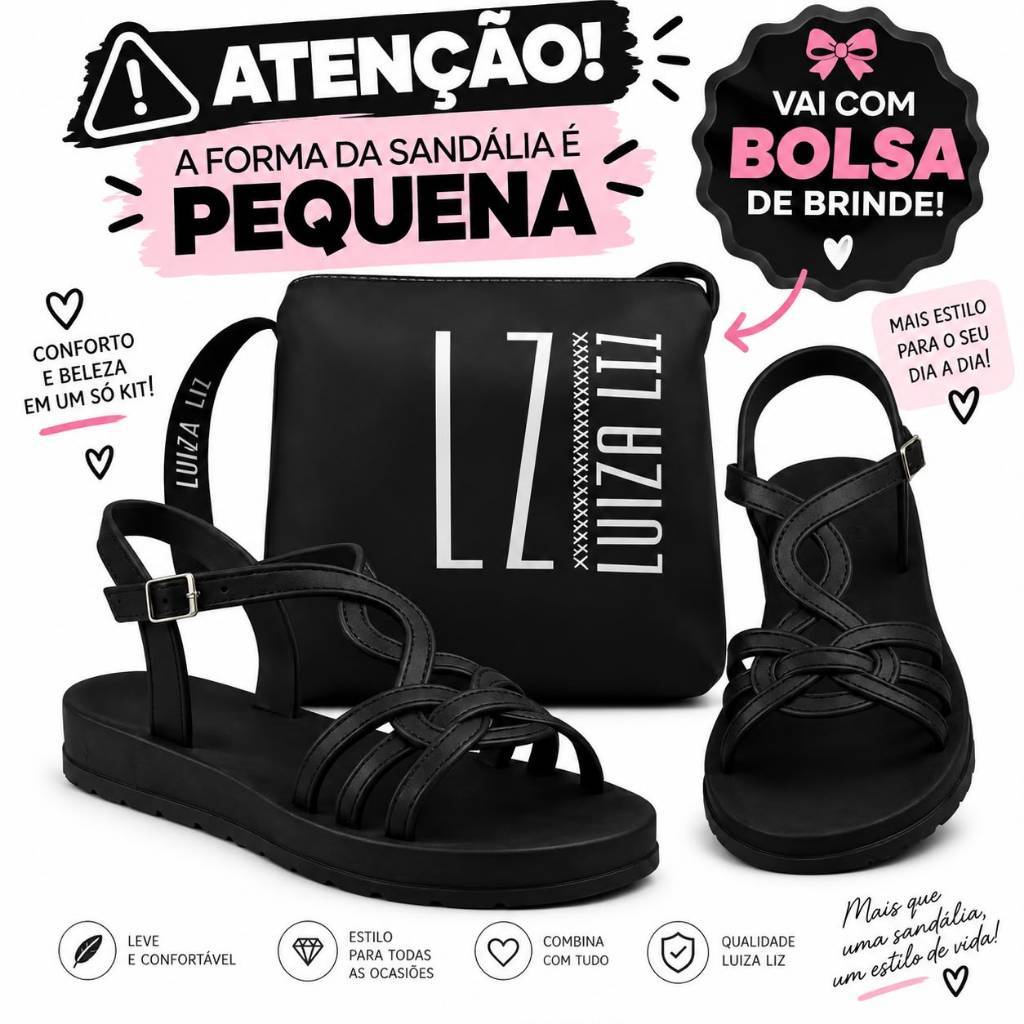Kit Sandália Feminina Chinelo Papete Rasteira Injetada Cofortavel Dia a Dia com Bolsa