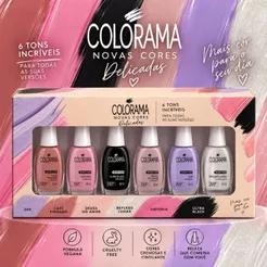 Box Kit Esmaltes Colorama Nova Coleção Tons Delicados Rosa Rose Nude Lilás 8ml