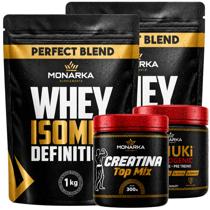 KIT Whey Isolado Concentrado 2kg + Creatina Monohidratada + Pré-Treino Termogenico Supercoffee