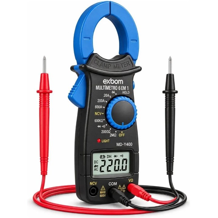Alicate amperímetro LCD 3 1/2 dígitos MD-Y400 Tensão/Corrente/ Resistência