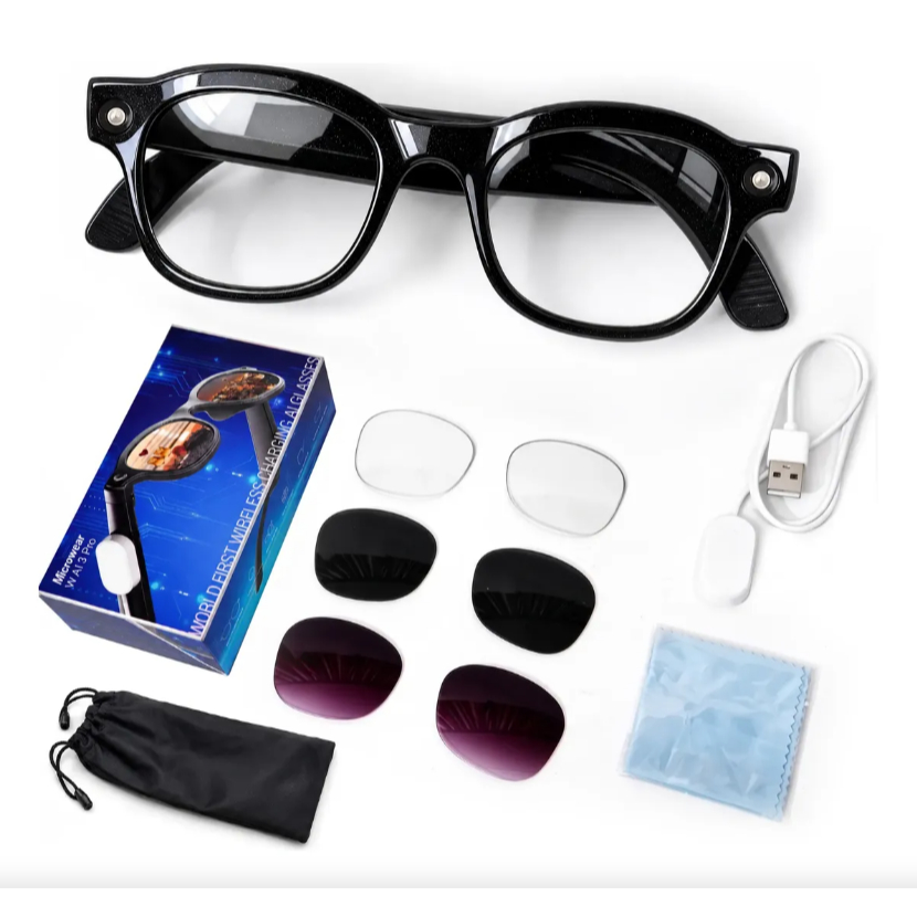Óculos Inteligente Câmera 13MP com Inteligência Artificial e 3 lentes intercambiáveis