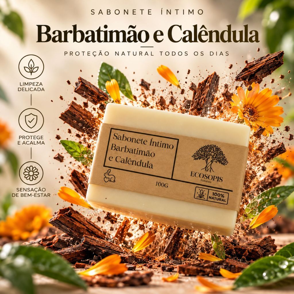 Sabonete Intimo Natural de Barbatimão com Calêndula