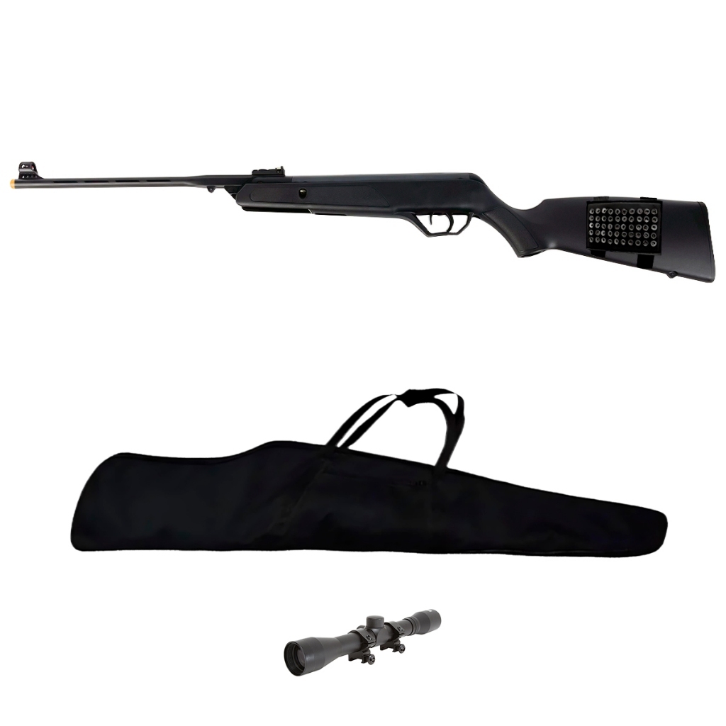 Carabina de Pressão AG12 Mola Preta 5.5mm - CBC + Luneta 4x32 + Capa + Porta Chumbo