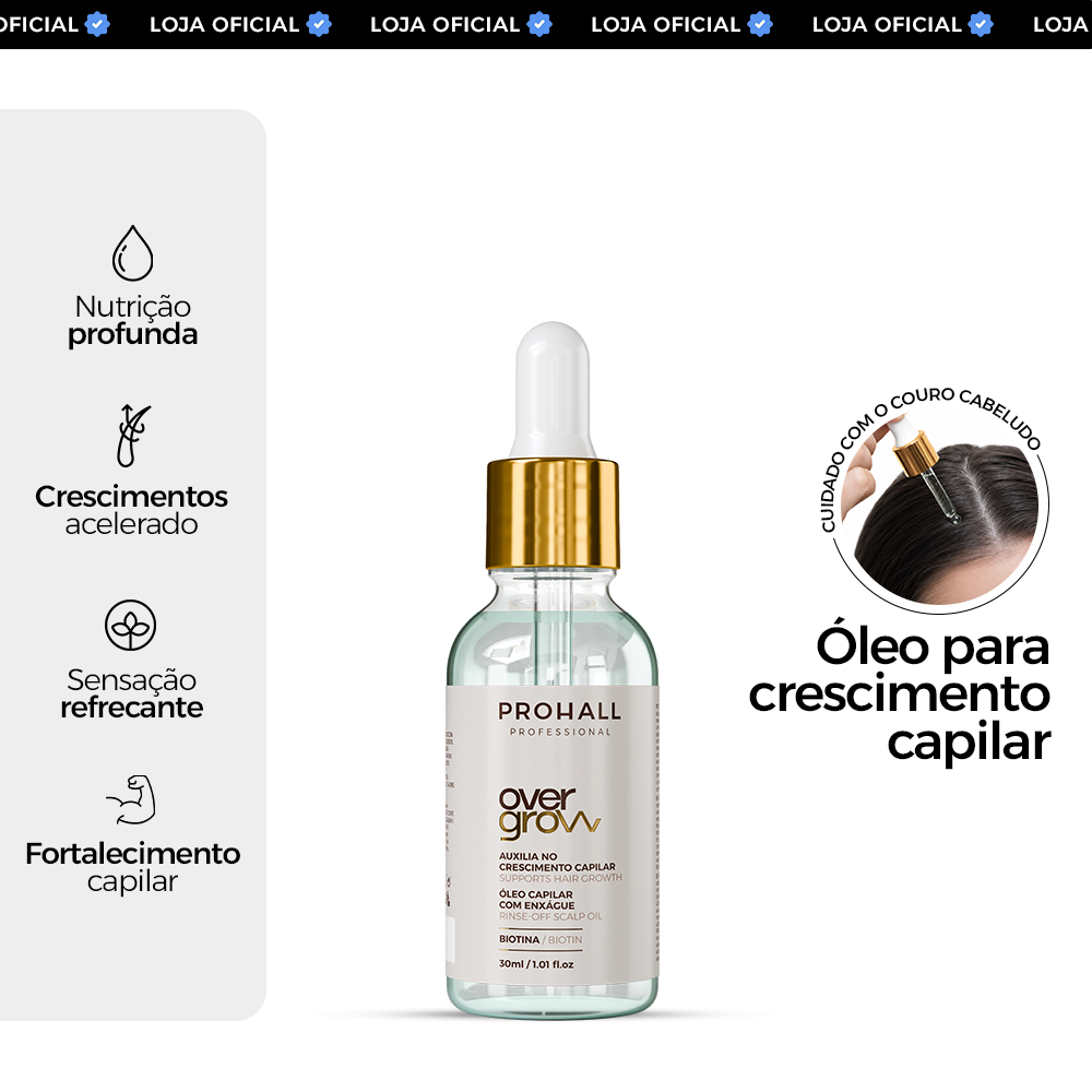 Óleo para Crescimento Capilar Overgrow 30ml - Prohall