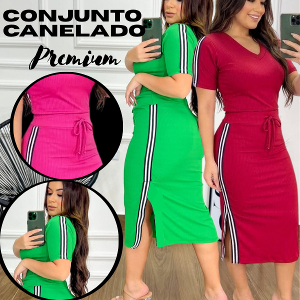 conjunto para igreja moda cristã saia midi  e blusa evangélica  no CANELADO