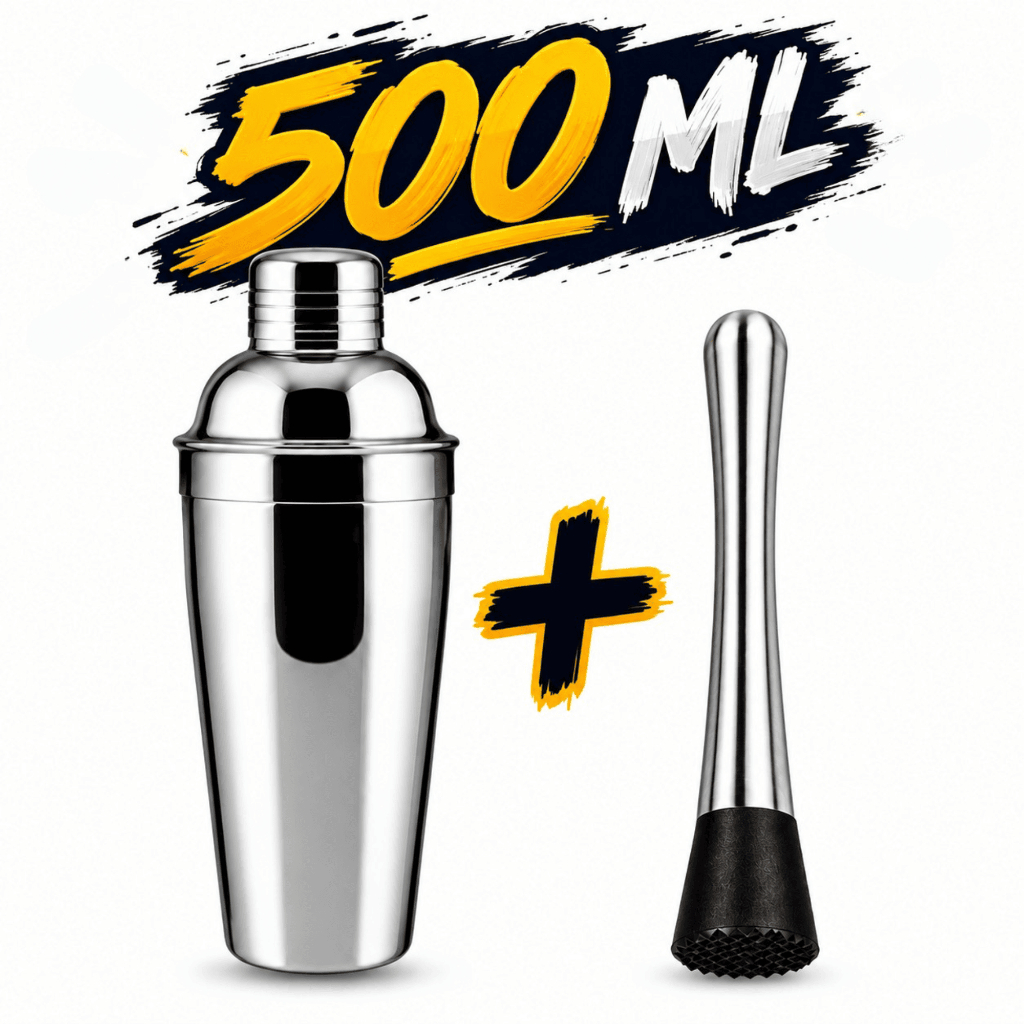 Kit Coqueteleira De Inox Com Socador Para Bebidas Drink Caipirinha Bar Restaurante Resistente