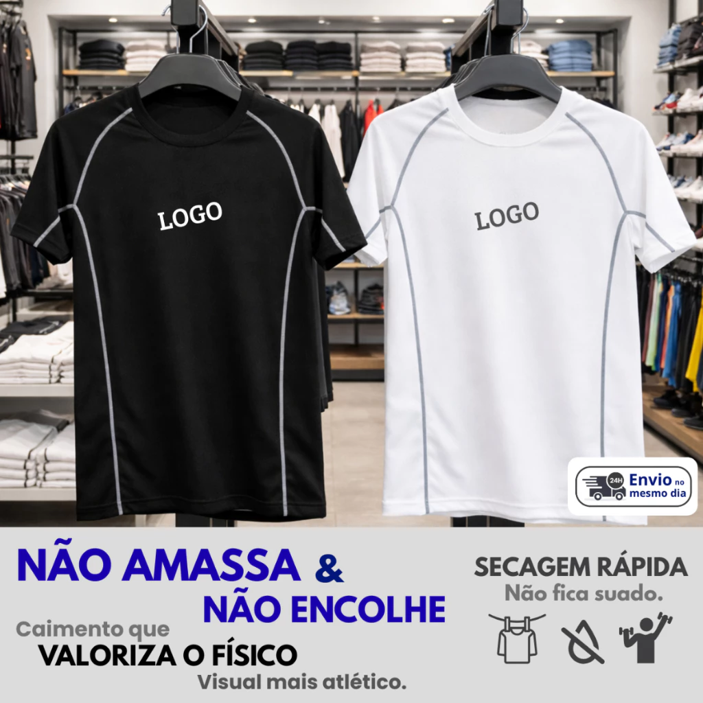 Camisa de Compressão Academia Camiseta de Compressão Masculina Blusa de Treino Rash Guard Dry fit Térmica