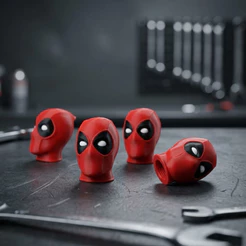 Kit 4 Tampinhas de Válvula de Pneu Deadpool Carro Moto Bico Luxo Decorativo